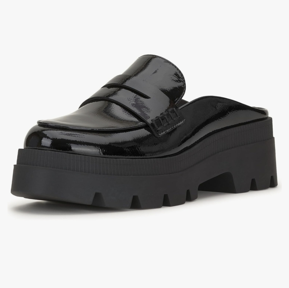 FINAL PRICE Jessica Simpson Black Patent Leather Platform Loafers 6 SlideOns Uma